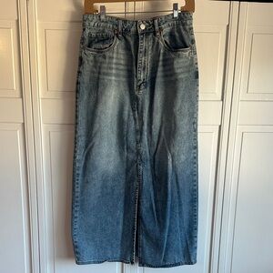 Blank NYC Blue Denim Midi Skirt